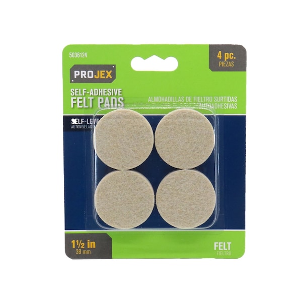 Projex Projex Felt Self Adhesive Surface Pad Brown Round 1-1/2 in. W 4 pk P0106 - main
